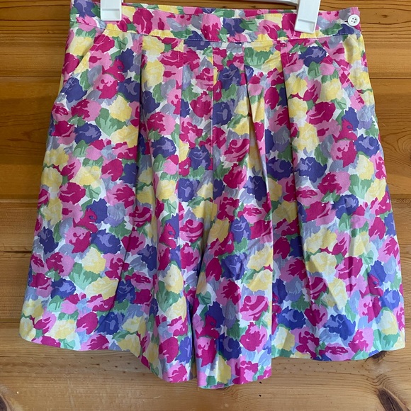 Vintage floral multicolor pleated 80s 90s shorts Bermuda retro mom high waisted - Picture 3 of 9